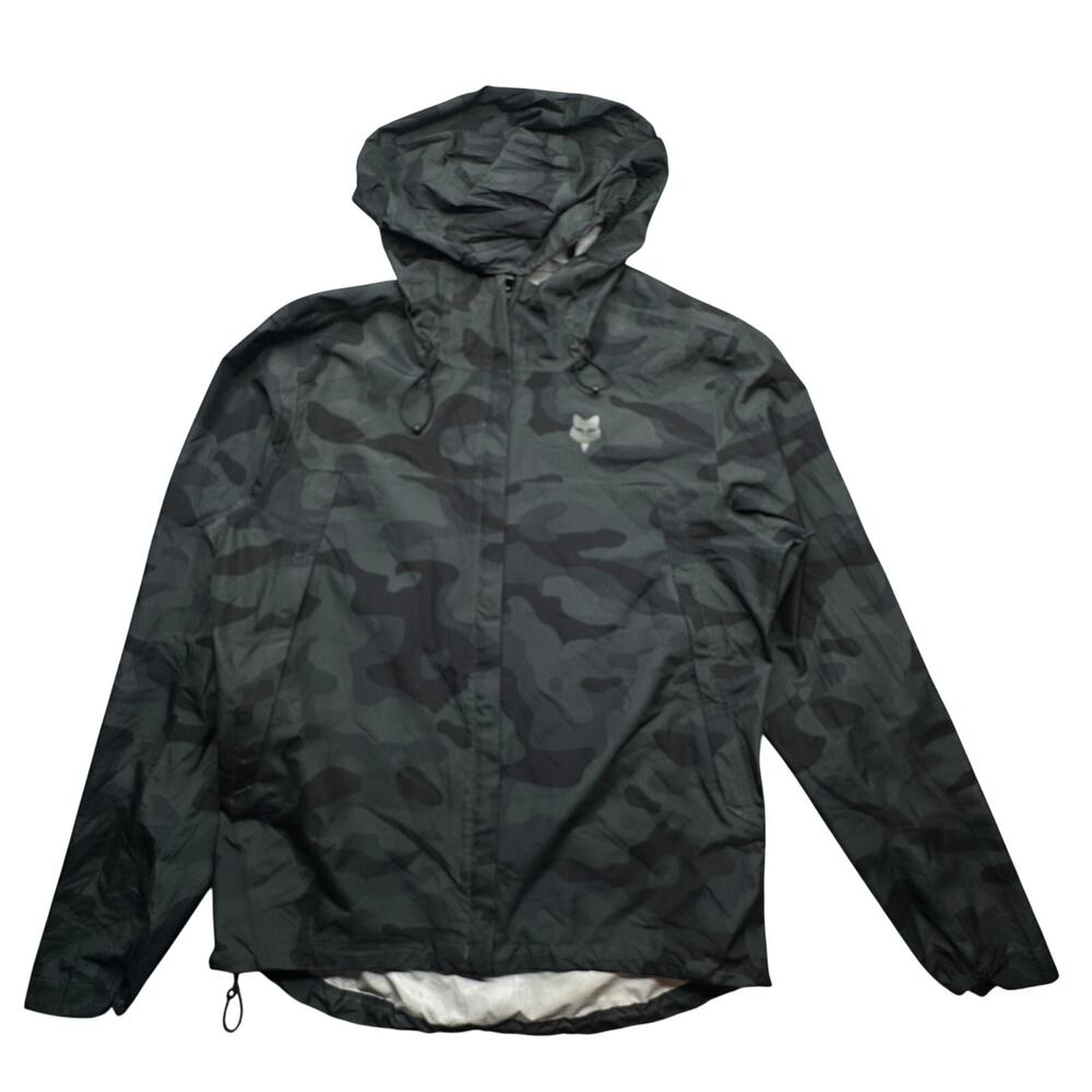 Fox Head Camo Windbreaker Full Zip Hooded Jacket Mens Large Ranger Black 31040